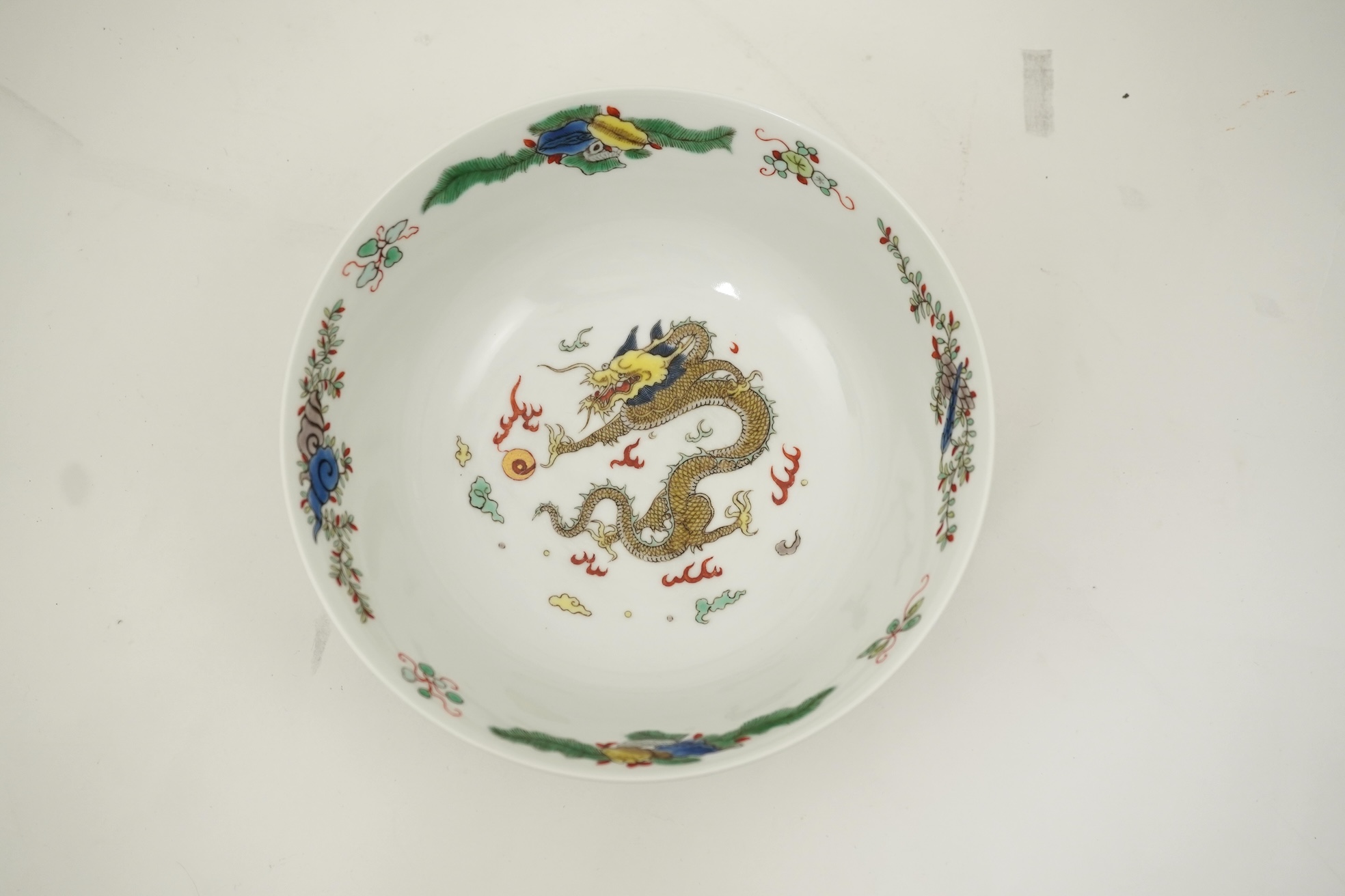 A Chinese enamelled porcelain 'dragon' bowl, Republic period